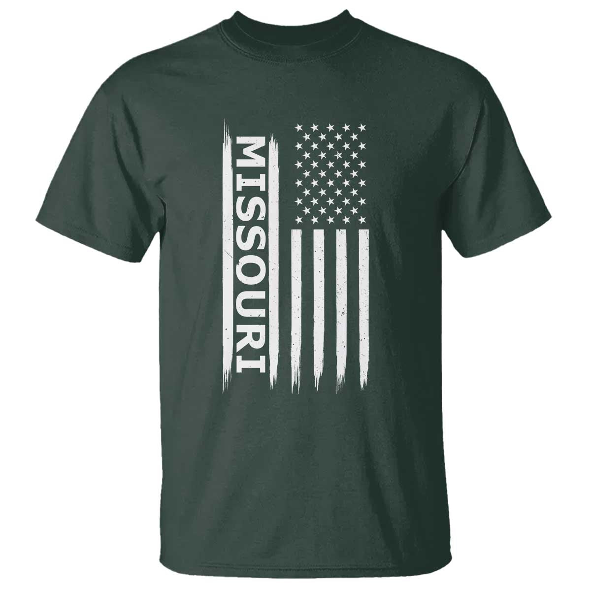 USA Flag Missouri State Pride T Shirt Missourian Pride TS12 Dark Forest Green Print Your Wear