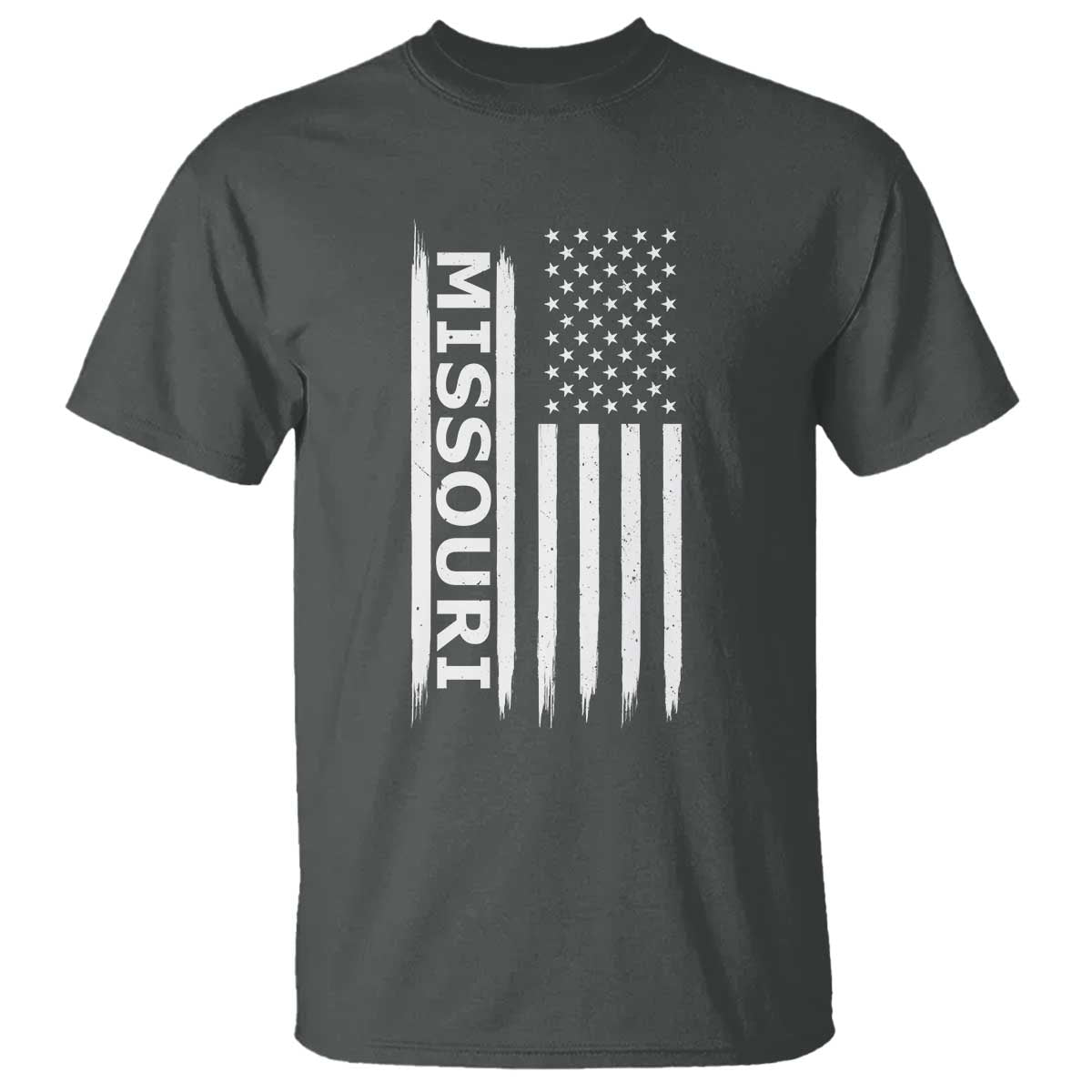 USA Flag Missouri State Pride T Shirt Missourian Pride TS12 Dark Heather Print Your Wear