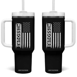 USA Flag Missouri State Pride Tumbler With Handle Missourian Pride TS12 One Size: 40 oz Black Print Your Wear