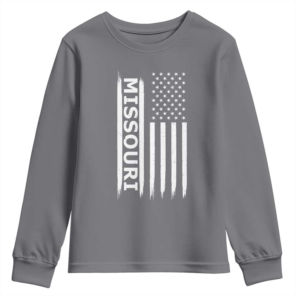 USA Flag Missouri State Pride Youth Sweatshirt Missourian Pride TS12 Charcoal Print Your Wear
