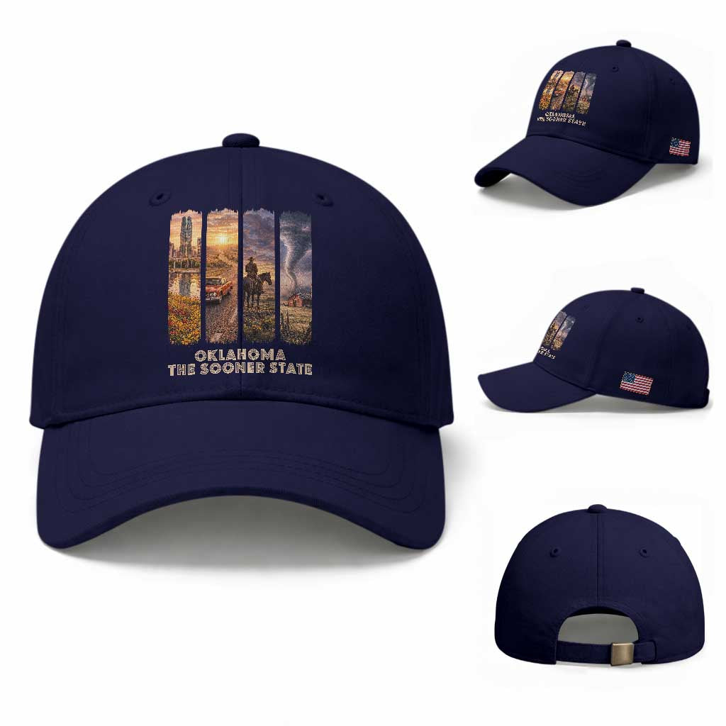 The Sooner State Pride Baseball Cap Gift for Oklahomans TS12 Baseball Cap Universal Fit Dark Blue Print Your Wear