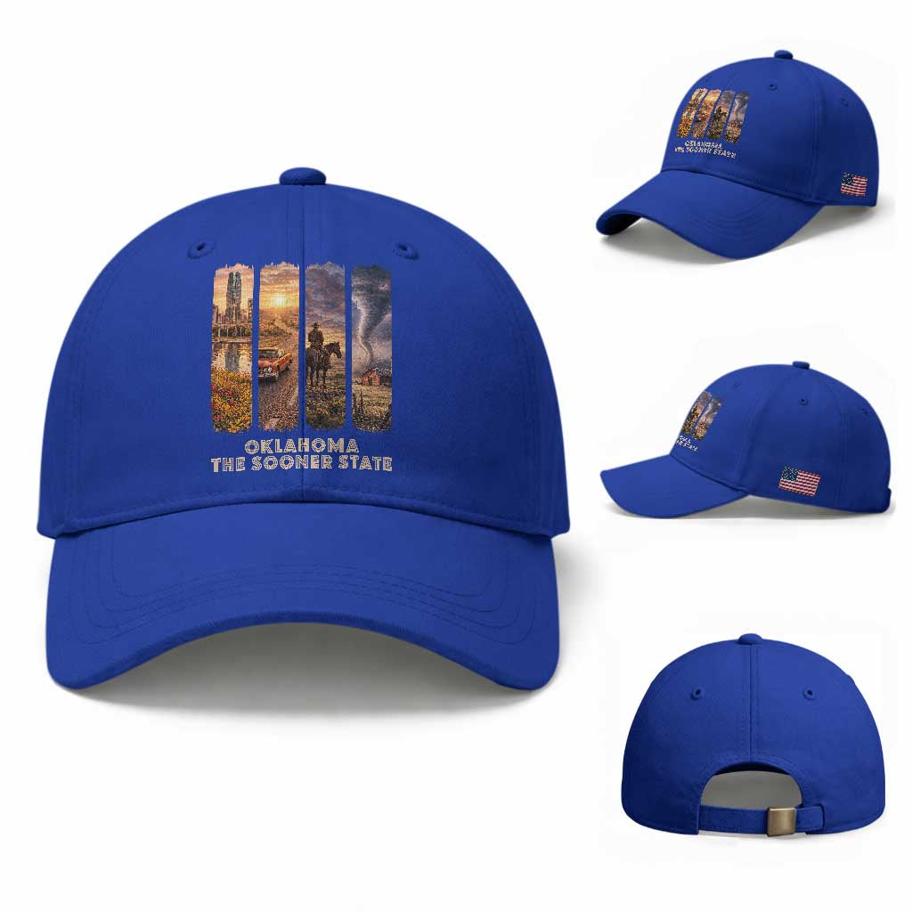 The Sooner State Pride Baseball Cap Gift for Oklahomans TS12 Baseball Cap Universal Fit Royal Blue Print Your Wear