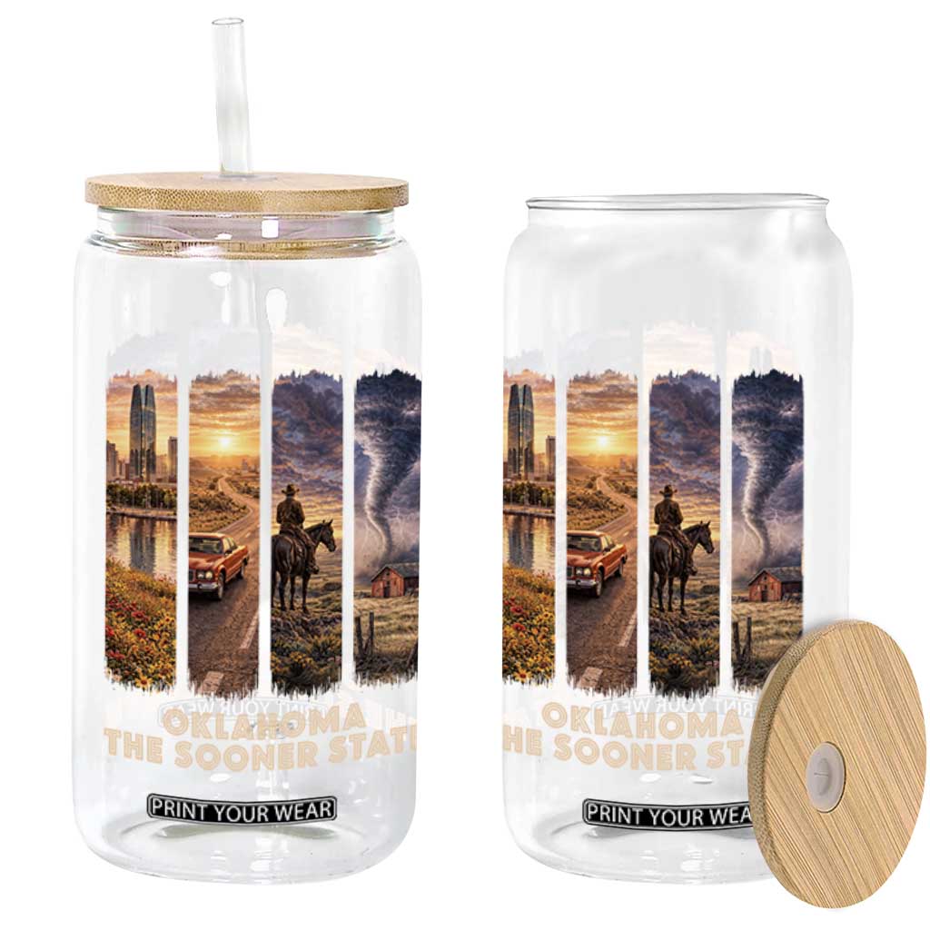 The Sooner State Pride Glass Can Gift for Oklahomans TS12 Print Your Wear