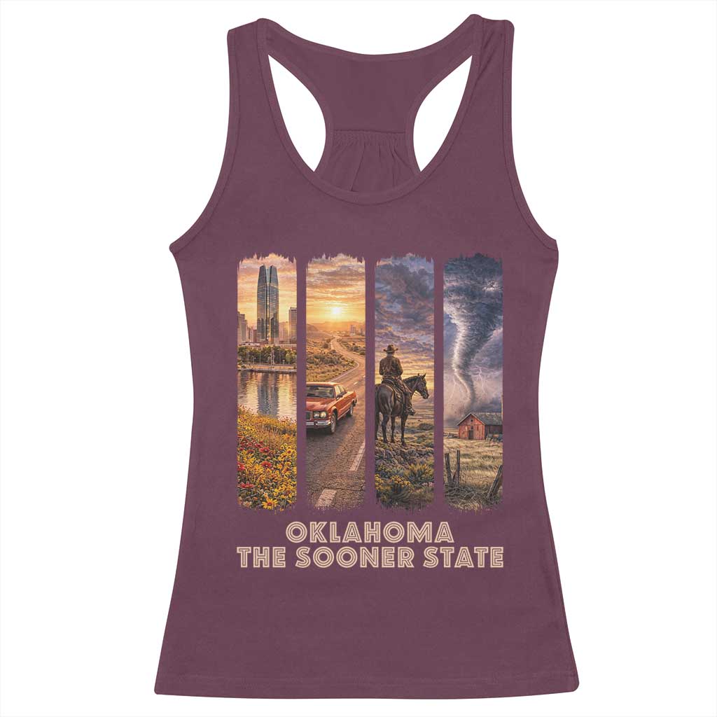 The Sooner State Pride Racerback Tank Top Gift for Oklahomans TS12 Maroon Print Your Wear