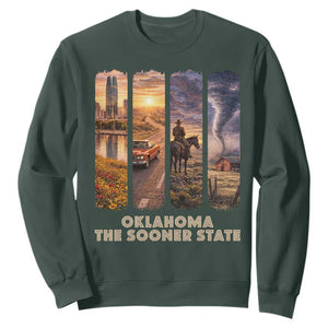 The Sooner State Pride Sweatshirt Gift for Oklahomans TS12 Dark Forest Green Print Your Wear