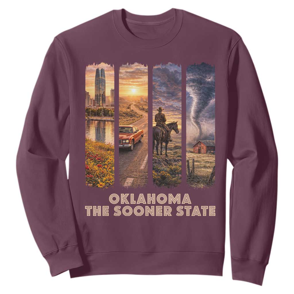 The Sooner State Pride Sweatshirt Gift for Oklahomans TS12 Maroon Print Your Wear