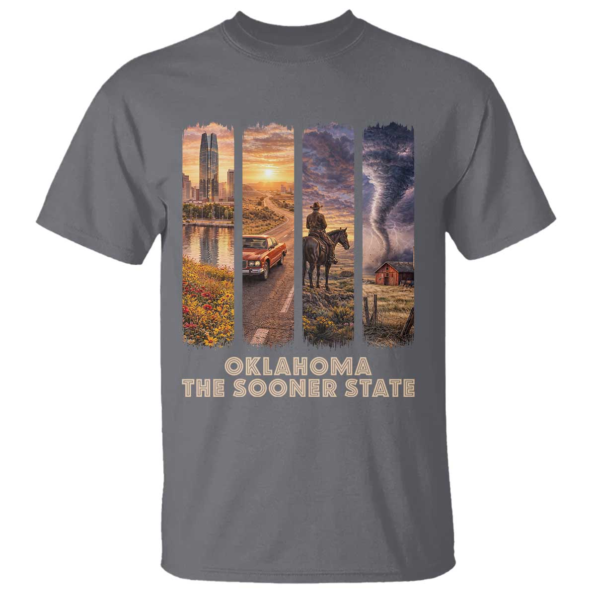 The Sooner State Pride T Shirt Gift for Oklahomans TS12 Charcoal Print Your Wear