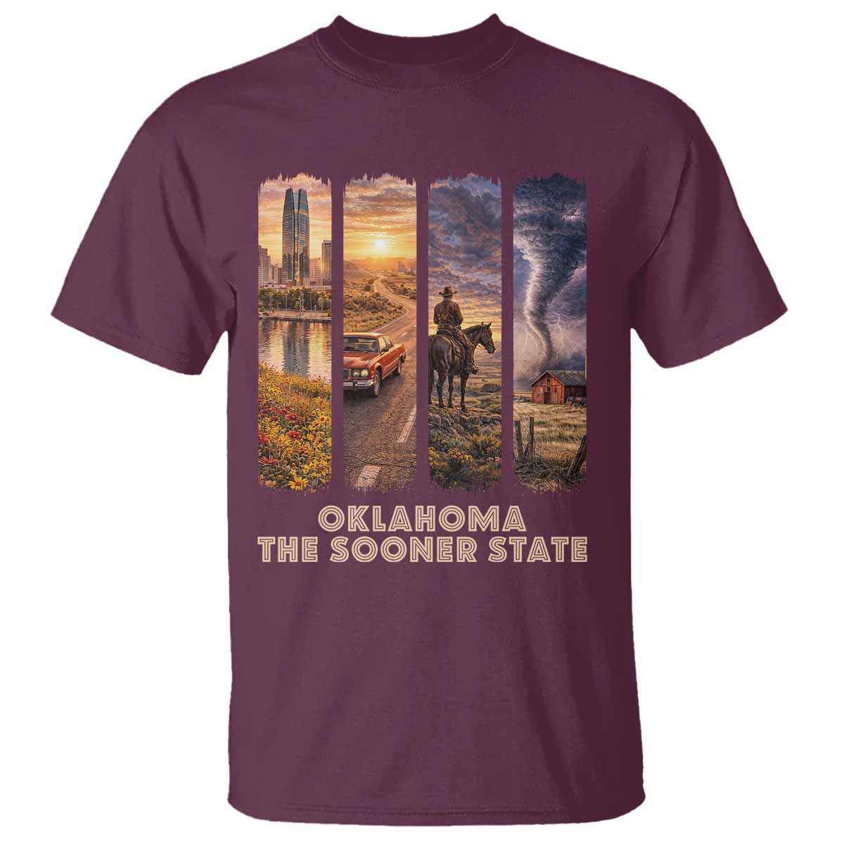 The Sooner State Pride T Shirt Gift for Oklahomans TS12 Maroon Print Your Wear
