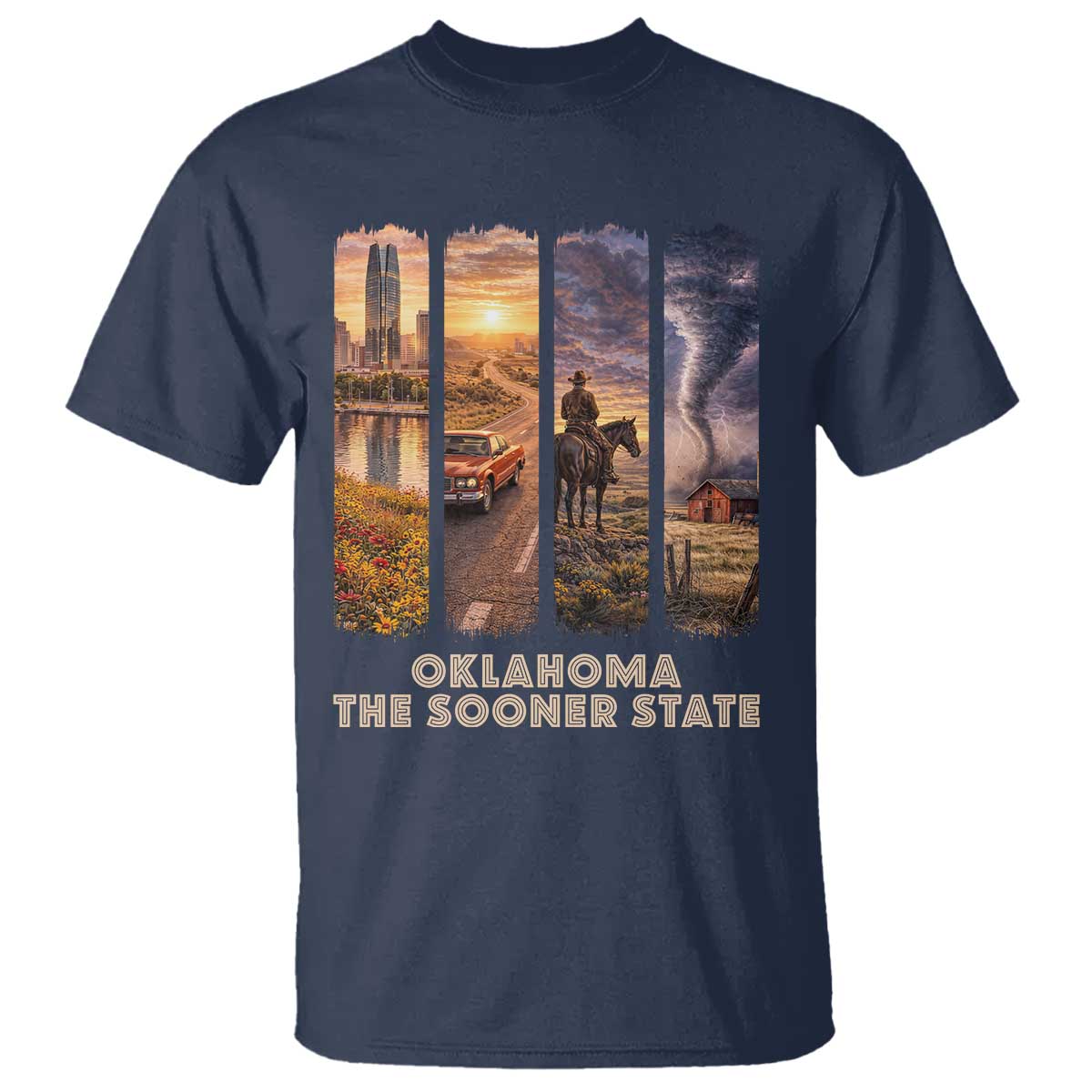 The Sooner State Pride T Shirt Gift for Oklahomans TS12 Navy Print Your Wear