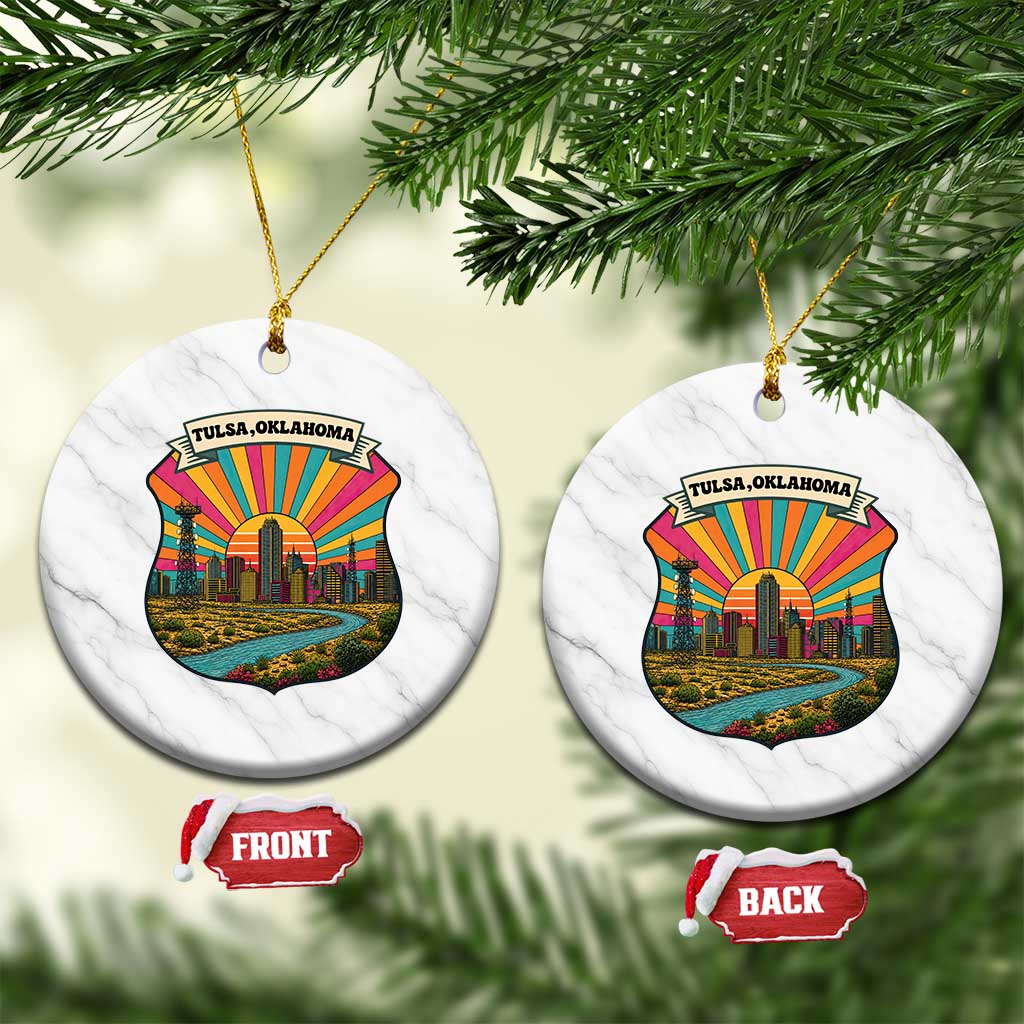 Route Highway 66 Tulsa Oklahoma Ceramic Ornament Mother Road Travel Gift TS12 1pc White Marble Print Your Wear