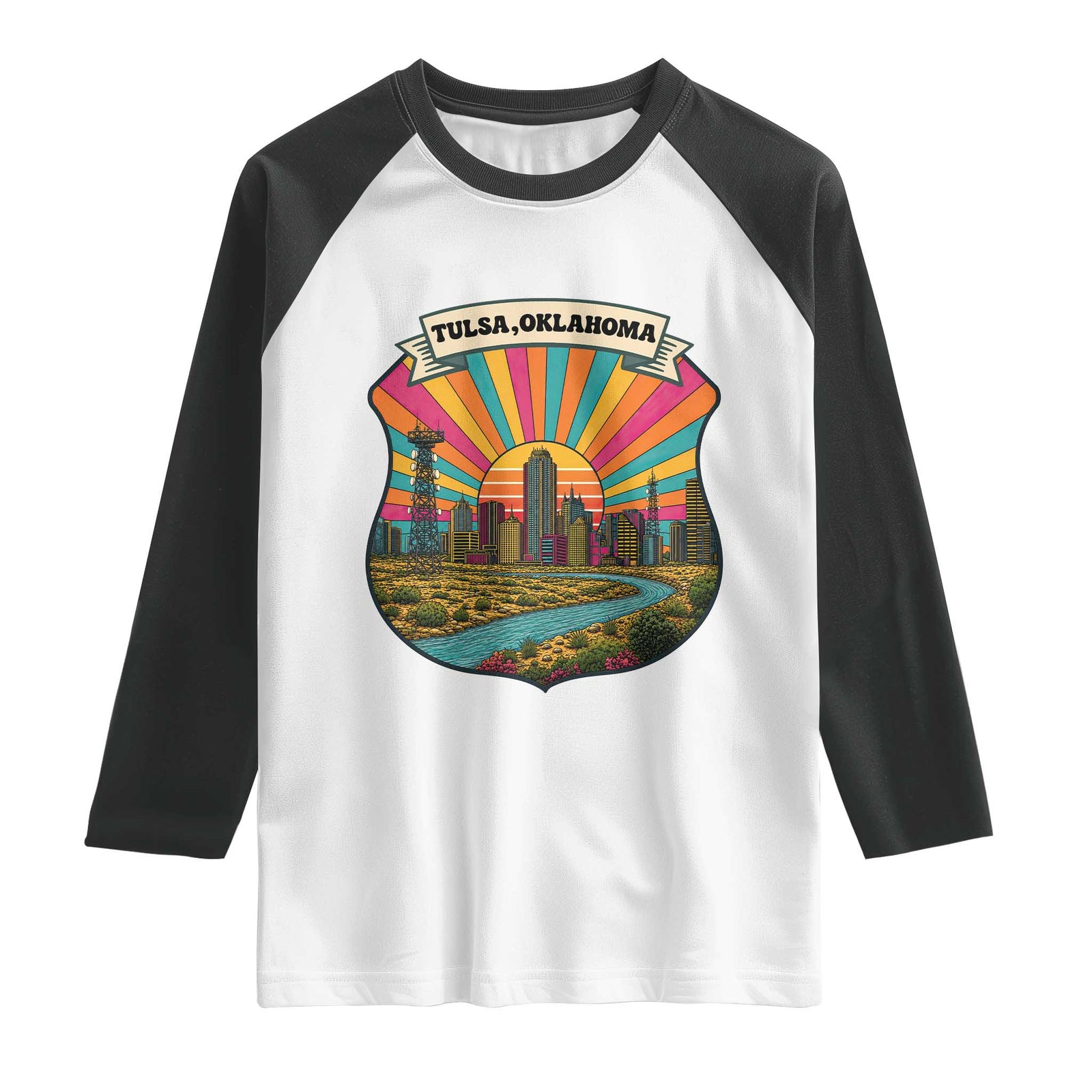 Route Highway 66 Tulsa Oklahoma Raglan Shirt Mother Road Travel Gift TS12 White Black Print Your Wear