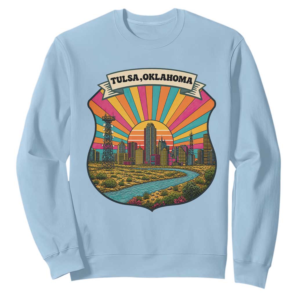 Route Highway 66 Tulsa Oklahoma Sweatshirt Mother Road Travel Gift TS12 Light Blue Print Your Wear