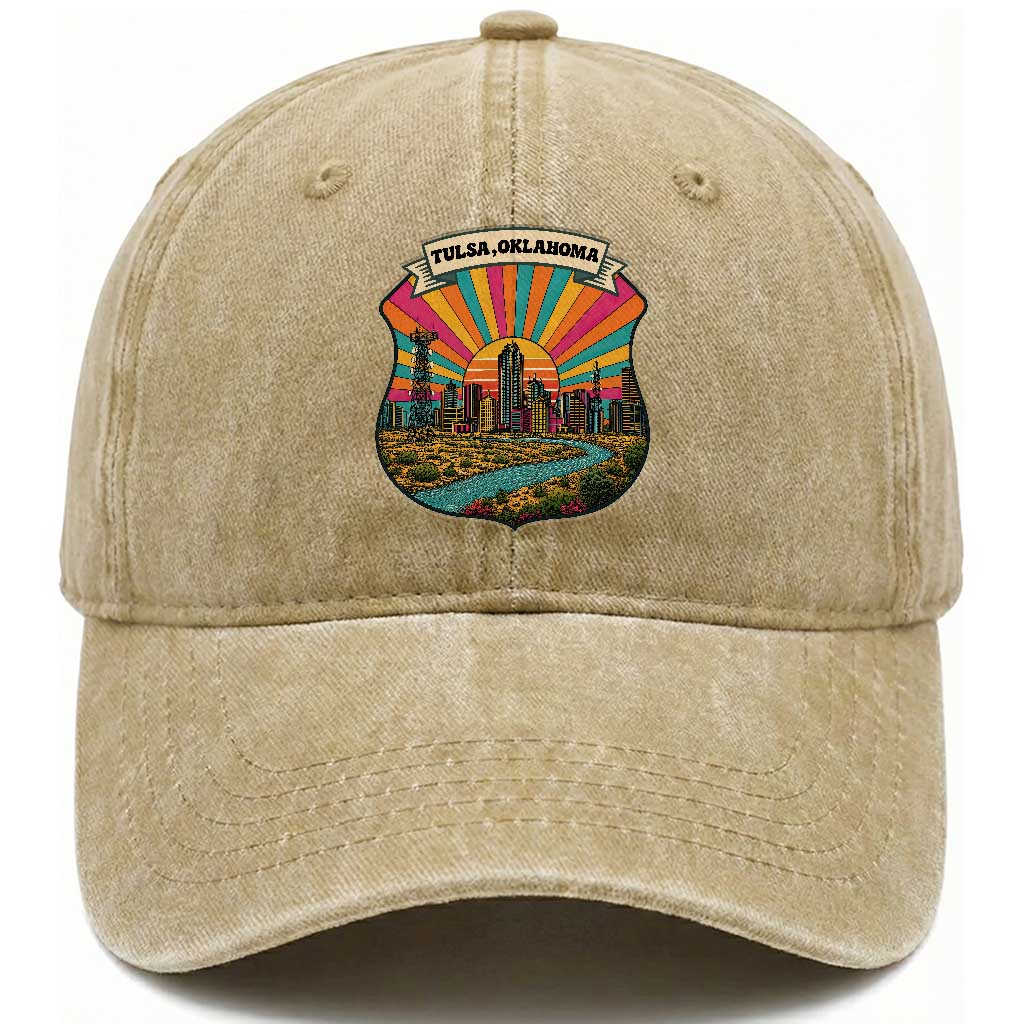 Route Highway 66 Tulsa Oklahoma Washed Cotton Baseball Cap Mother Road Travel Gift TS12 Print Your Wear