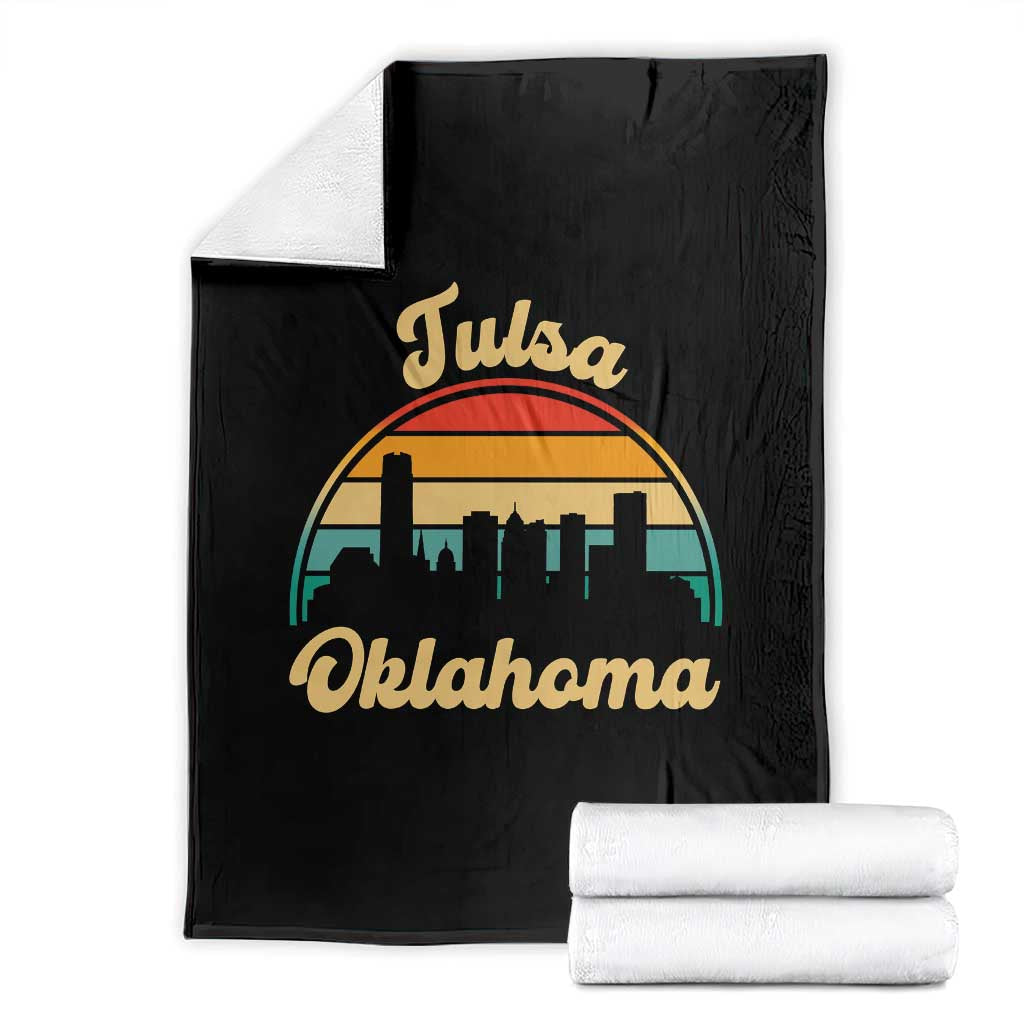 Vintage Tulsa Oklahoma Pride Throw Blanket Proud Oklahoman Gift TS12 Black Print Your Wear