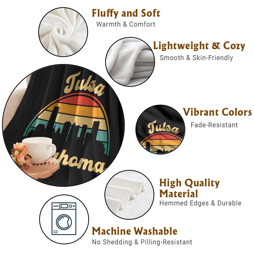 Vintage Tulsa Oklahoma Pride Throw Blanket Proud Oklahoman Gift TS12 Print Your Wear