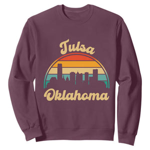 Vintage Tulsa Oklahoma Pride Sweatshirt Proud Oklahoman Gift TS12 Maroon Print Your Wear