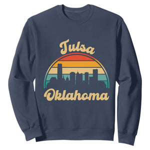 Vintage Tulsa Oklahoma Pride Sweatshirt Proud Oklahoman Gift TS12 Navy Print Your Wear