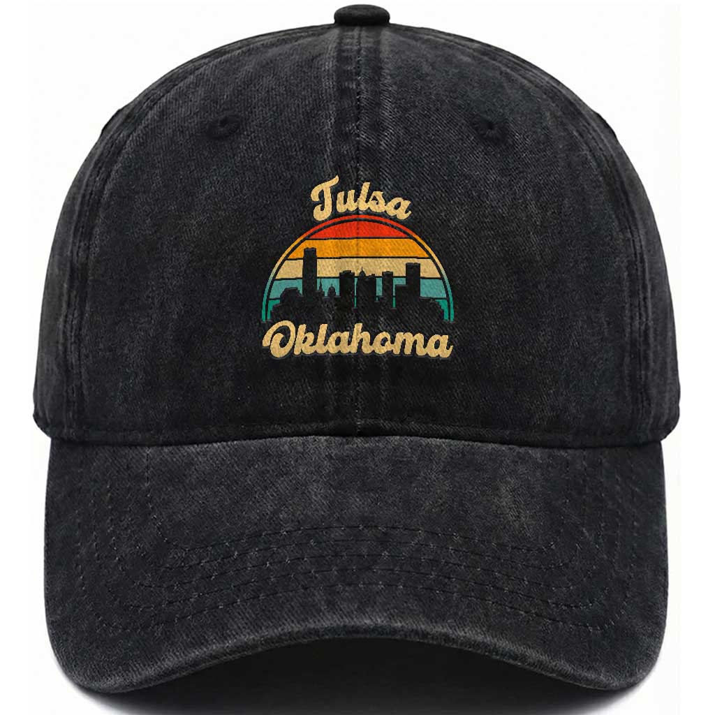 Vintage Tulsa Oklahoma Pride Washed Cotton Baseball Cap Proud Oklahoman Gift TS12 Print Your Wear