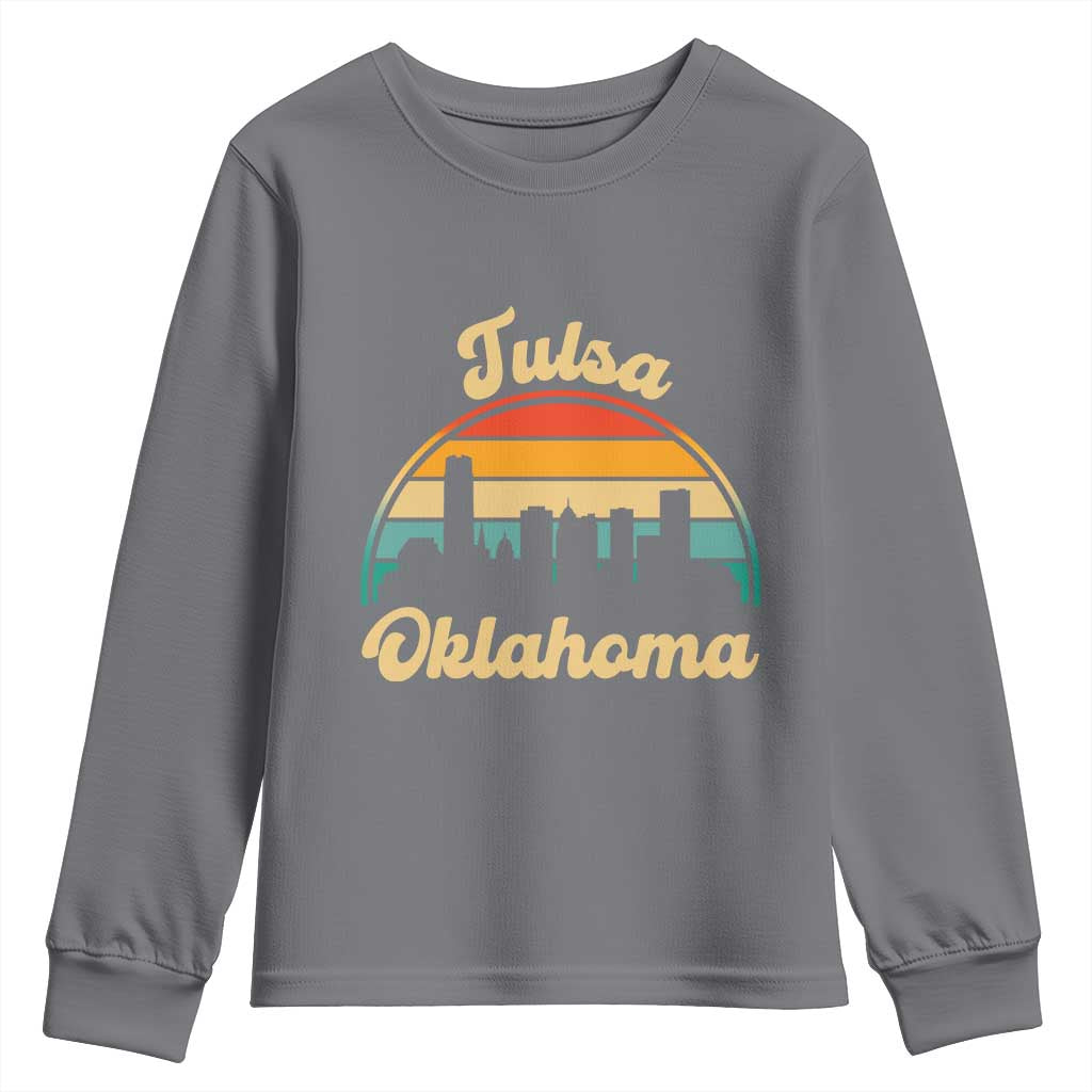 Vintage Tulsa Oklahoma Pride Youth Sweatshirt Proud Oklahoman Gift TS12 Charcoal Print Your Wear