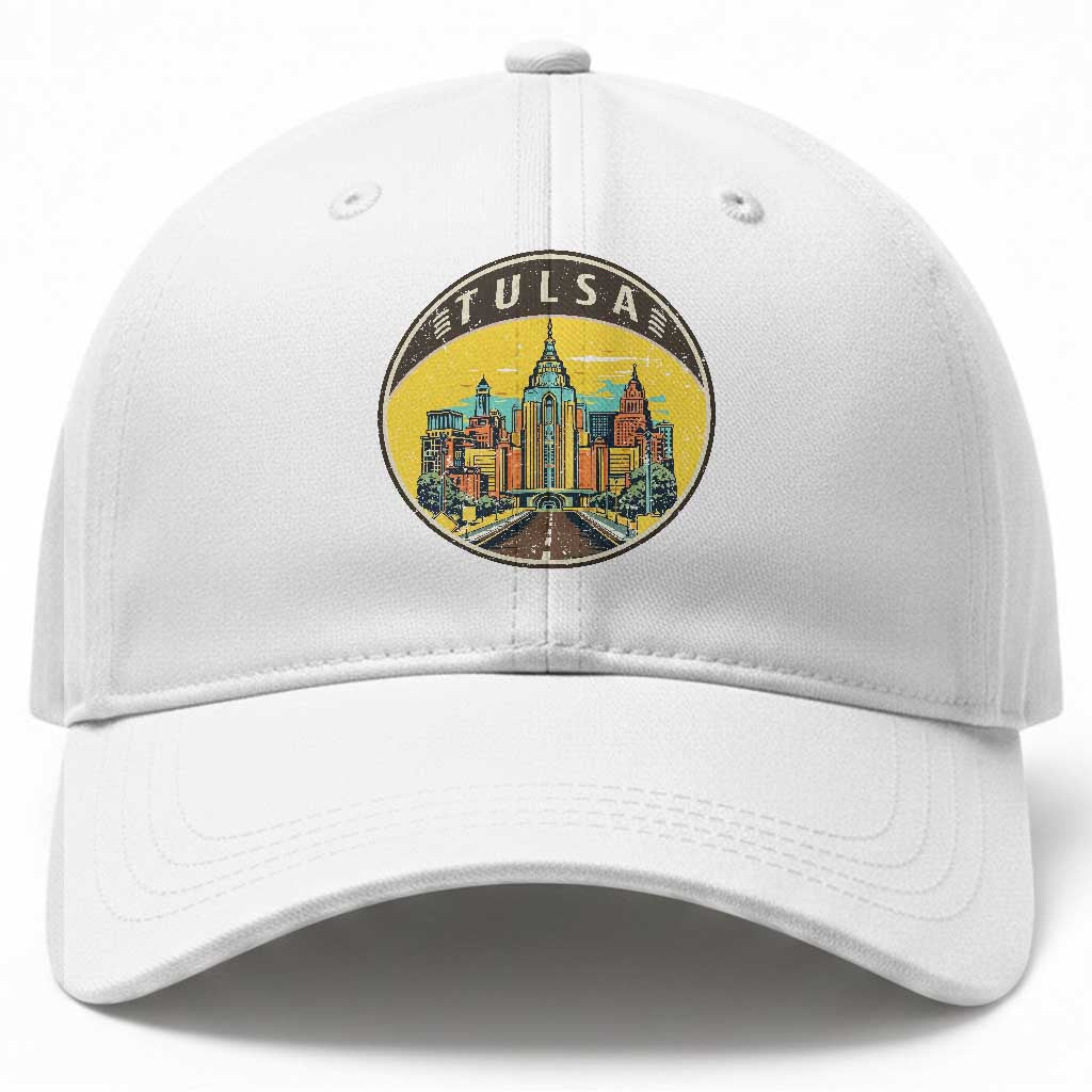 Vintage Tulsa Oklahoma Cityscape Pride Baseball Cap TS12 Print Your Wear