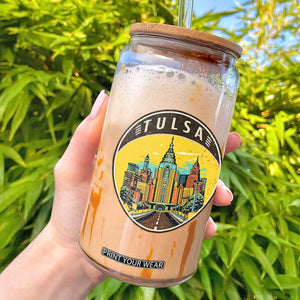 Vintage Tulsa Oklahoma Cityscape Pride Glass Can TS12 White Print Your Wear
