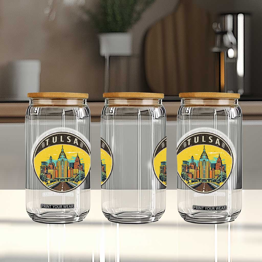 Vintage Tulsa Oklahoma Cityscape Pride Glass Can TS12 Print Your Wear