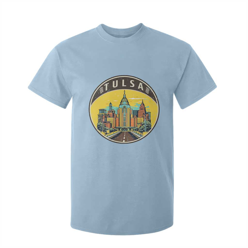 Vintage Tulsa Oklahoma Cityscape Pride T Shirt For Kid TS12 Light Blue Print Your Wear