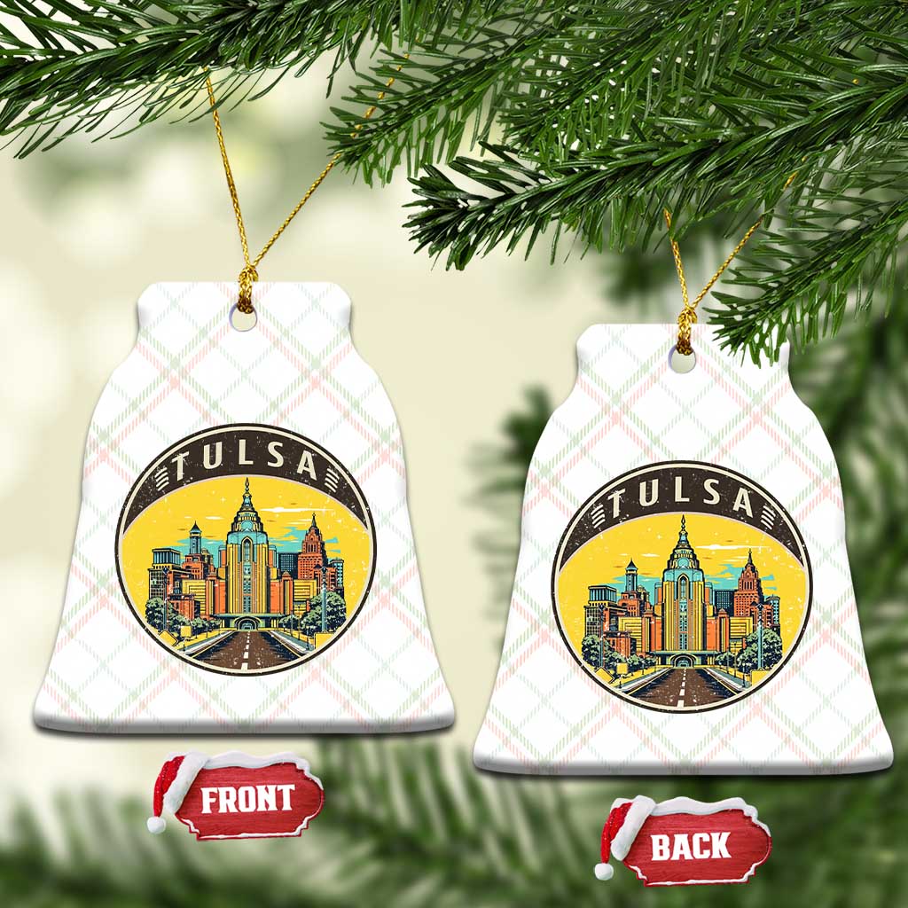 Vintage Tulsa Oklahoma Cityscape Pride Ceramic Ornament TS12 Print Your Wear