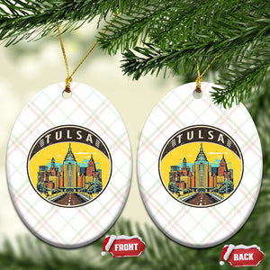 Vintage Tulsa Oklahoma Cityscape Pride Ceramic Ornament TS12 Print Your Wear
