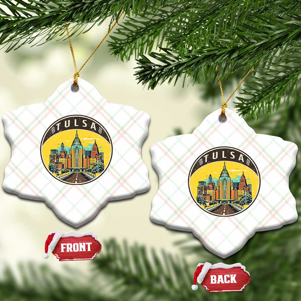 Vintage Tulsa Oklahoma Cityscape Pride Ceramic Ornament TS12 Print Your Wear
