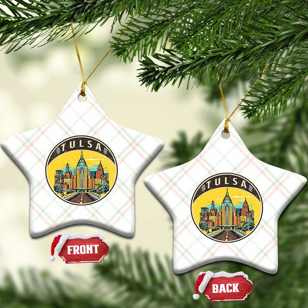 Vintage Tulsa Oklahoma Cityscape Pride Ceramic Ornament TS12 Print Your Wear