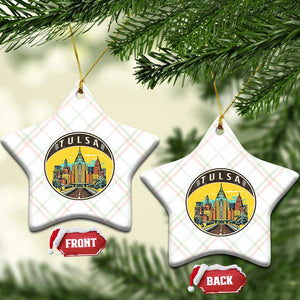 Vintage Tulsa Oklahoma Cityscape Pride Ceramic Ornament TS12 Print Your Wear