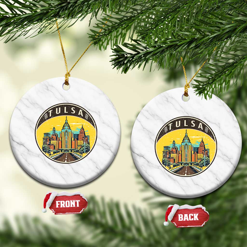 Vintage Tulsa Oklahoma Cityscape Pride Ceramic Ornament TS12 1pc White Marble Print Your Wear