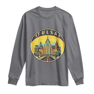 Vintage Tulsa Oklahoma Cityscape Pride Long Sleeve Shirt TS12 Charcoal Print Your Wear
