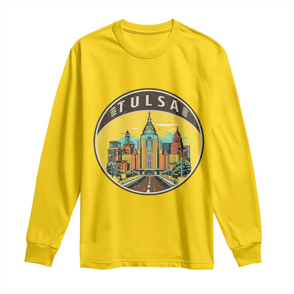 Vintage Tulsa Oklahoma Cityscape Pride Long Sleeve Shirt TS12 Daisy Print Your Wear