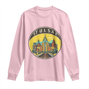 Vintage Tulsa Oklahoma Cityscape Pride Long Sleeve Shirt TS12 Light Pink Print Your Wear