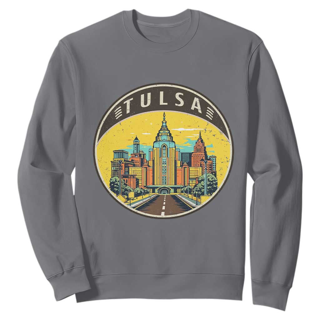 Vintage Tulsa Oklahoma Cityscape Pride Sweatshirt TS12 Charcoal Print Your Wear