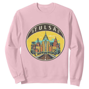 Vintage Tulsa Oklahoma Cityscape Pride Sweatshirt TS12 Light Pink Print Your Wear