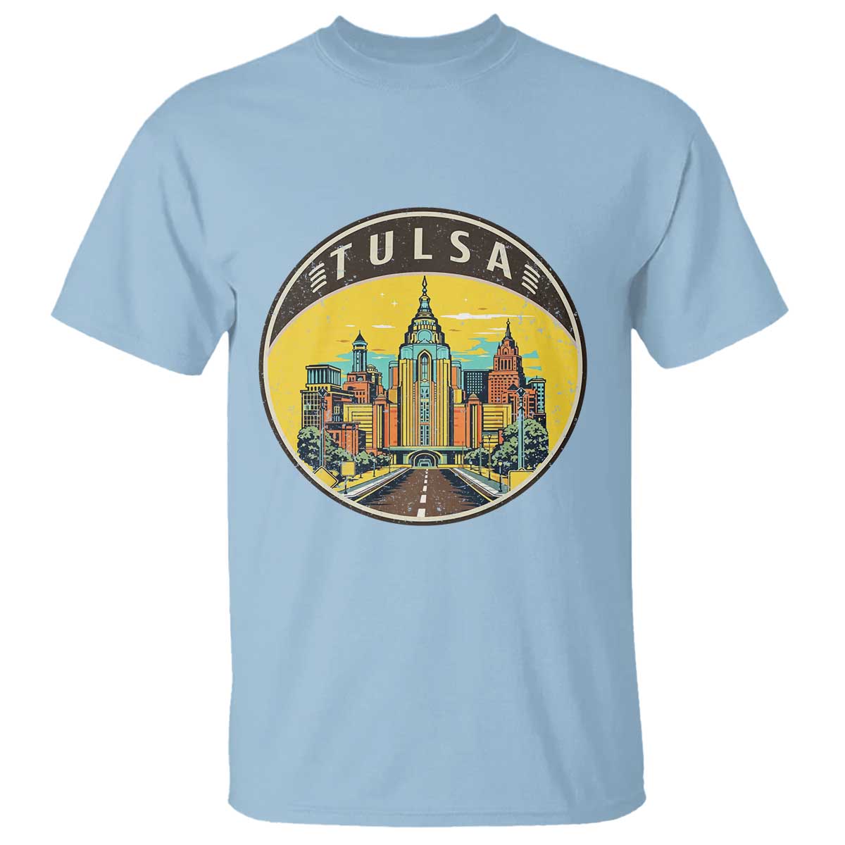 Vintage Tulsa Oklahoma Cityscape Pride T Shirt TS12 Light Blue Print Your Wear