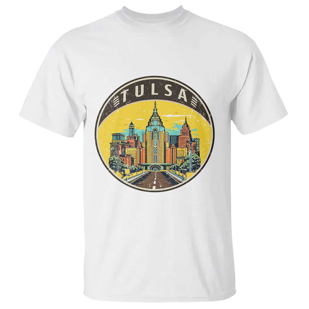 Vintage Tulsa Oklahoma Cityscape Pride T Shirt TS12 White Print Your Wear