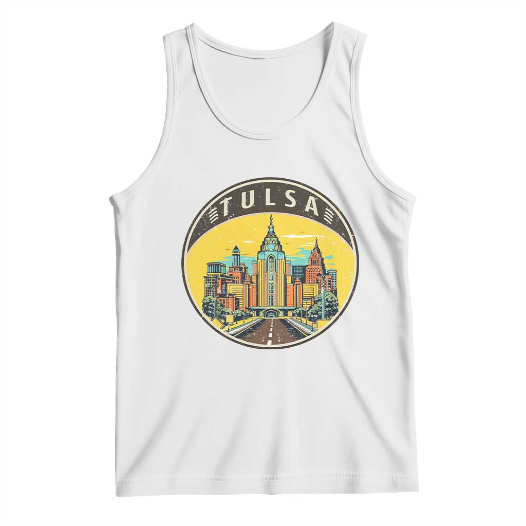 Vintage Tulsa Oklahoma Cityscape Pride Tank Top TS12 White Print Your Wear