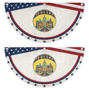 Vintage Tulsa Oklahoma Cityscape Pride Patriotic Fan Flag TS12 2pcs pack Classic Beige Print Your Wear