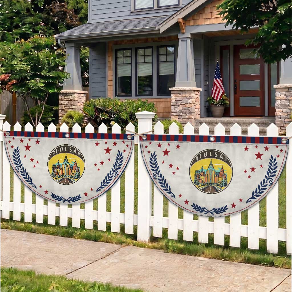 Vintage Tulsa Oklahoma Cityscape Pride Patriotic Fan Flag TS12 2pcs pack Laurel Beige Print Your Wear