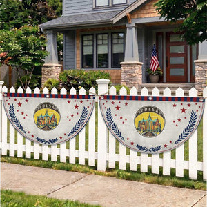 Vintage Tulsa Oklahoma Cityscape Pride Patriotic Fan Flag TS12 2pcs pack Laurel Beige Print Your Wear