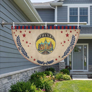 Vintage Tulsa Oklahoma Cityscape Pride Patriotic Fan Flag TS12 2pcs pack Laurel Tan Print Your Wear