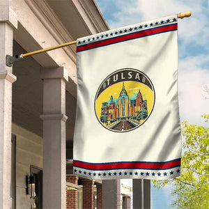 Vintage Tulsa Oklahoma Cityscape Pride Garden Flag TS12 Modern Beige Red Print Your Wear