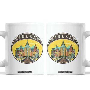 Vintage Tulsa Oklahoma Cityscape Pride Coffee Mug TS12 White Print Your Wear