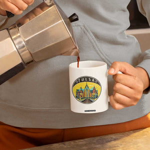 Vintage Tulsa Oklahoma Cityscape Pride Coffee Mug TS12 Print Your Wear