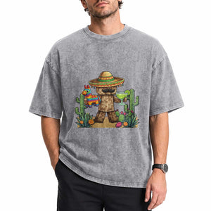 Cinco De Mayo Mexican Gamer Washed Cotton T-Shirt Video Game Fiesta Gift