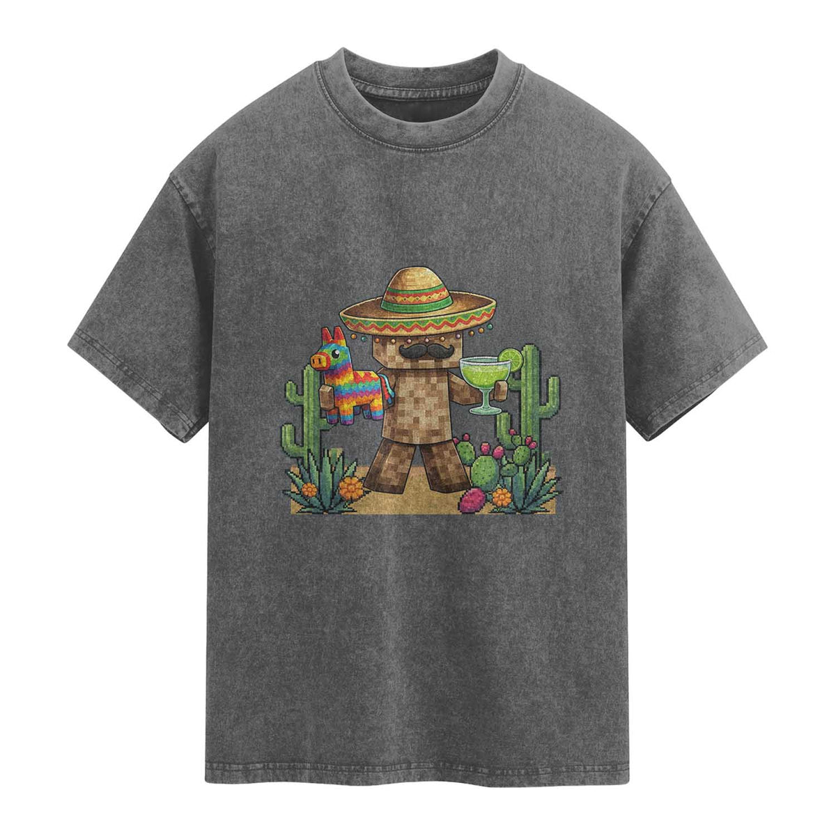 Cinco De Mayo Mexican Gamer Washed Cotton T-Shirt Video Game Fiesta Gift